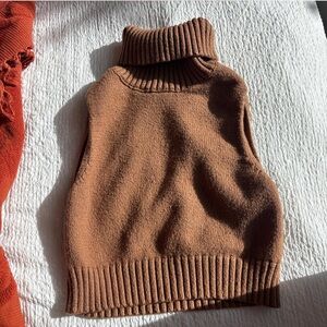 Garage Women's Tan Turtleneck Sweater Vest